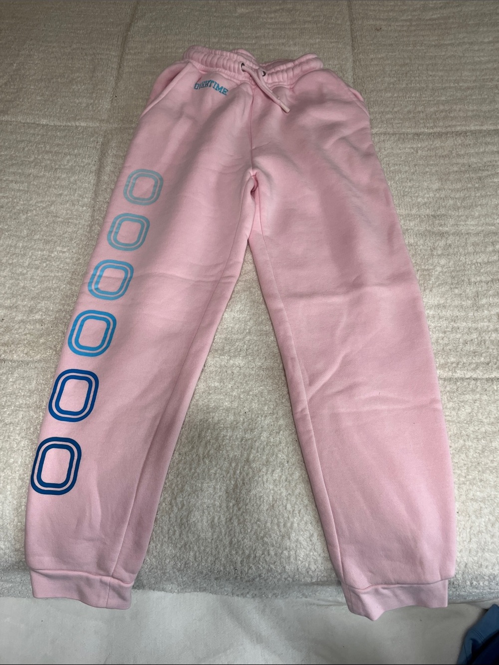 Kids Pink Jogger Sweatpants with Blue Graphic Accents